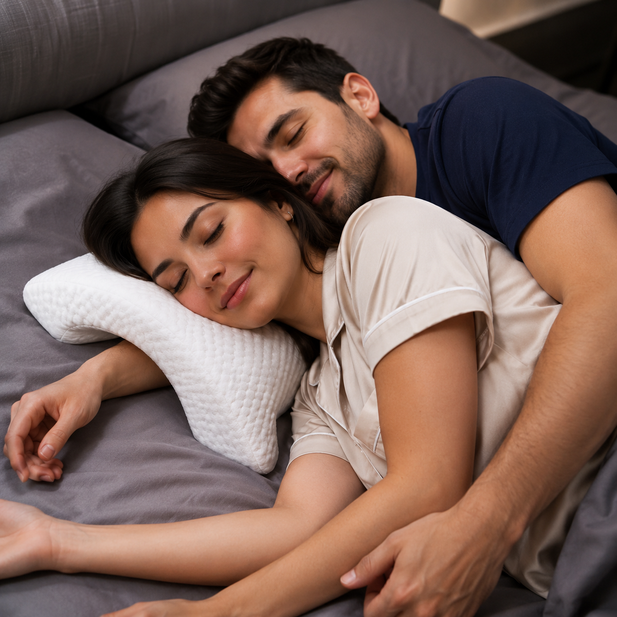 Couples Multi-Use Memory Foam Arc Support Pillow shown from the side