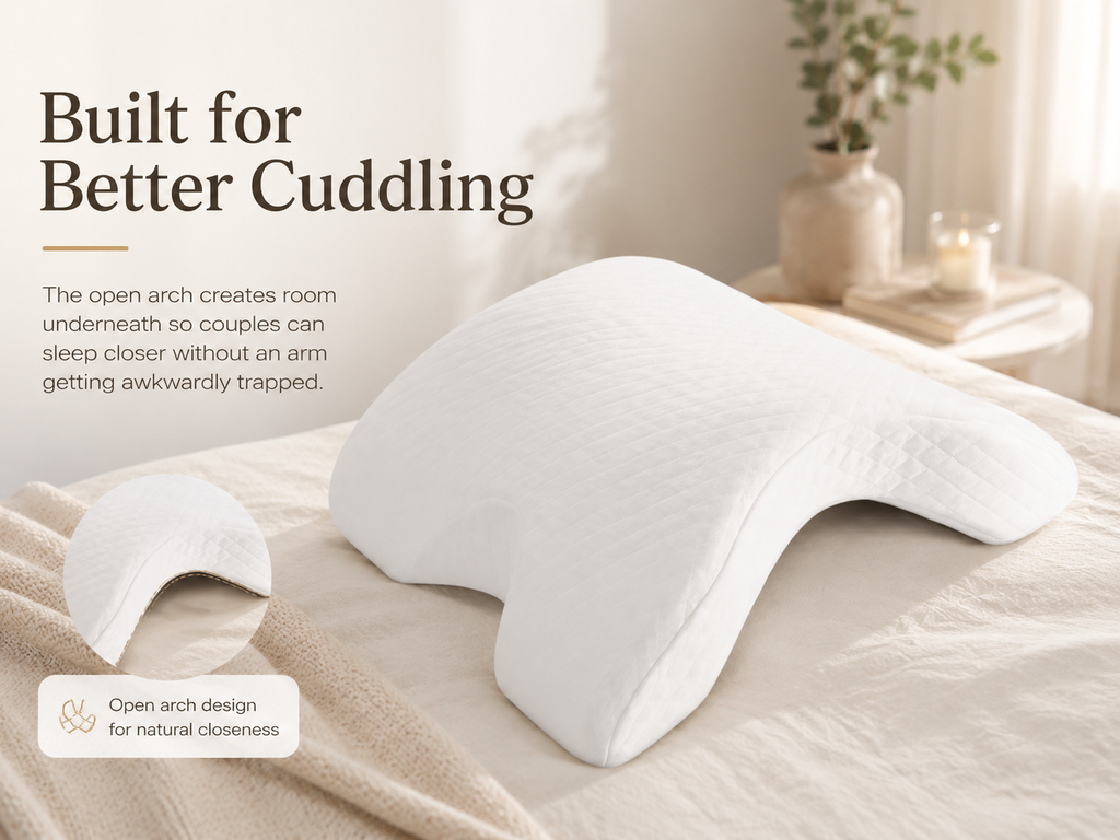 Couples Multi-Use Memory Foam Arc Support Pillow in white