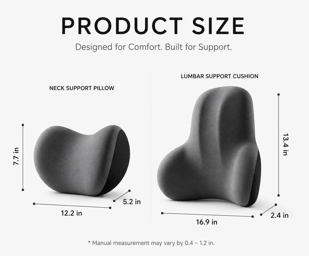 HYPEFINDER lumbar support cushion in gray, for car or office chair use