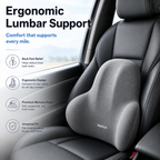 HYPEFINDER memory foam lumbar cushion fitted against a car seat backrest