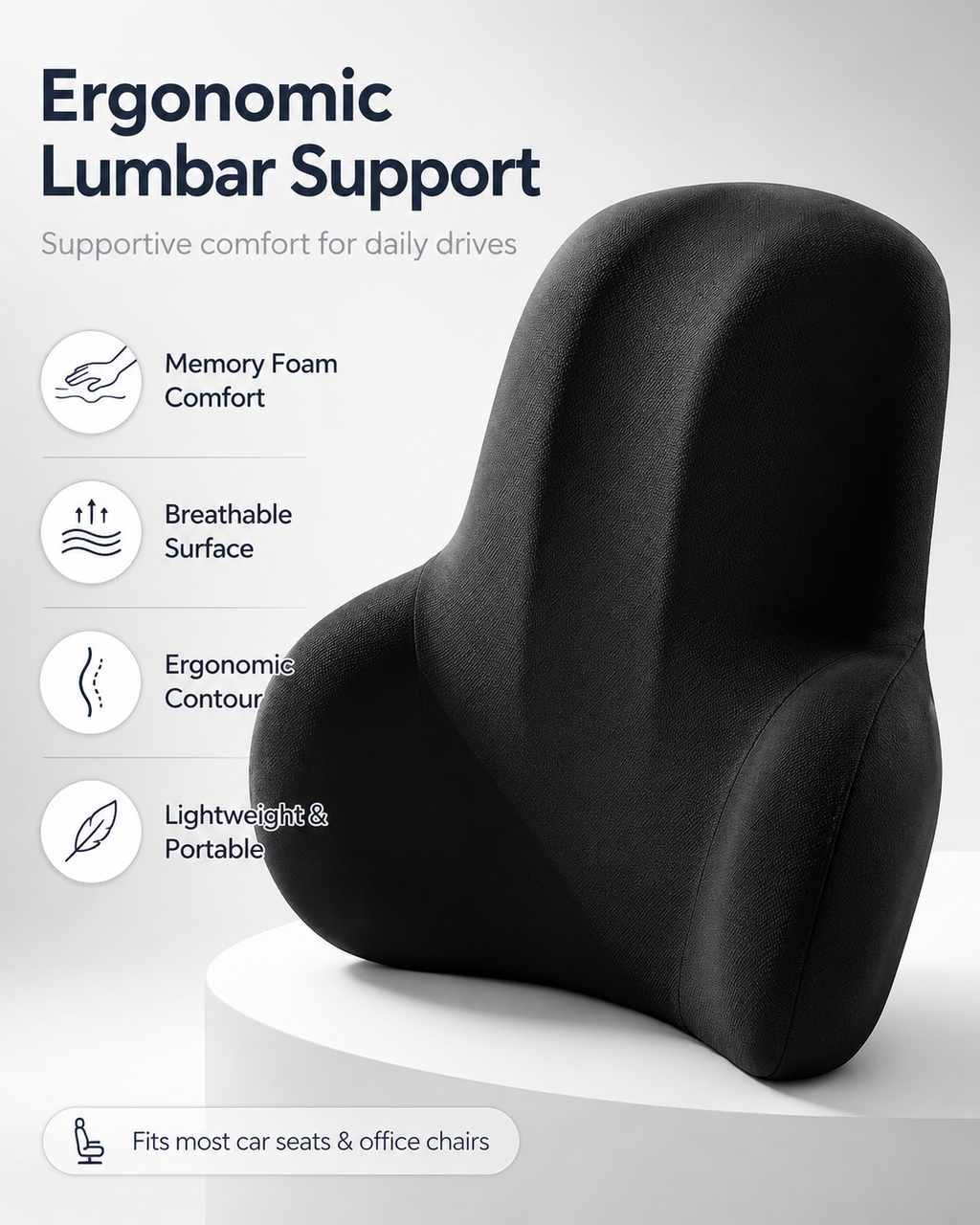 HYPEFINDER Complete Comfort Set with neck support headrest and lumbar cushion together