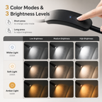 LED Neck Reading Light shown with three light color modes