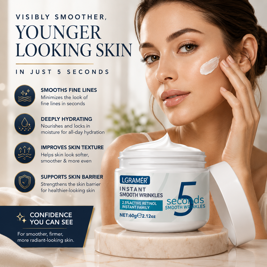 Retinol Renewal Cream jar open, showing cream texture inside