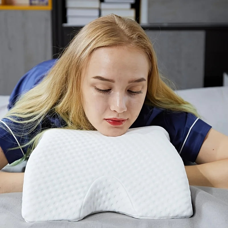 Couples Multi-Use Memory Foam Arc Support Pillow lifestyle photo on bed