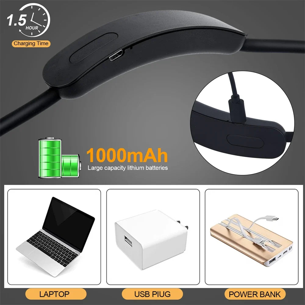 USB charging cable and port on the LED Neck Reading Light