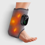 HYPEFINDER 3-in-1 electric ankle massager with adjustable heat and vibration settings wrapped around a foot