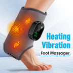 HYPEFINDER 3-in-1 electric foot and ankle massager with adjustable heat and vibration settings on a person's ankle.