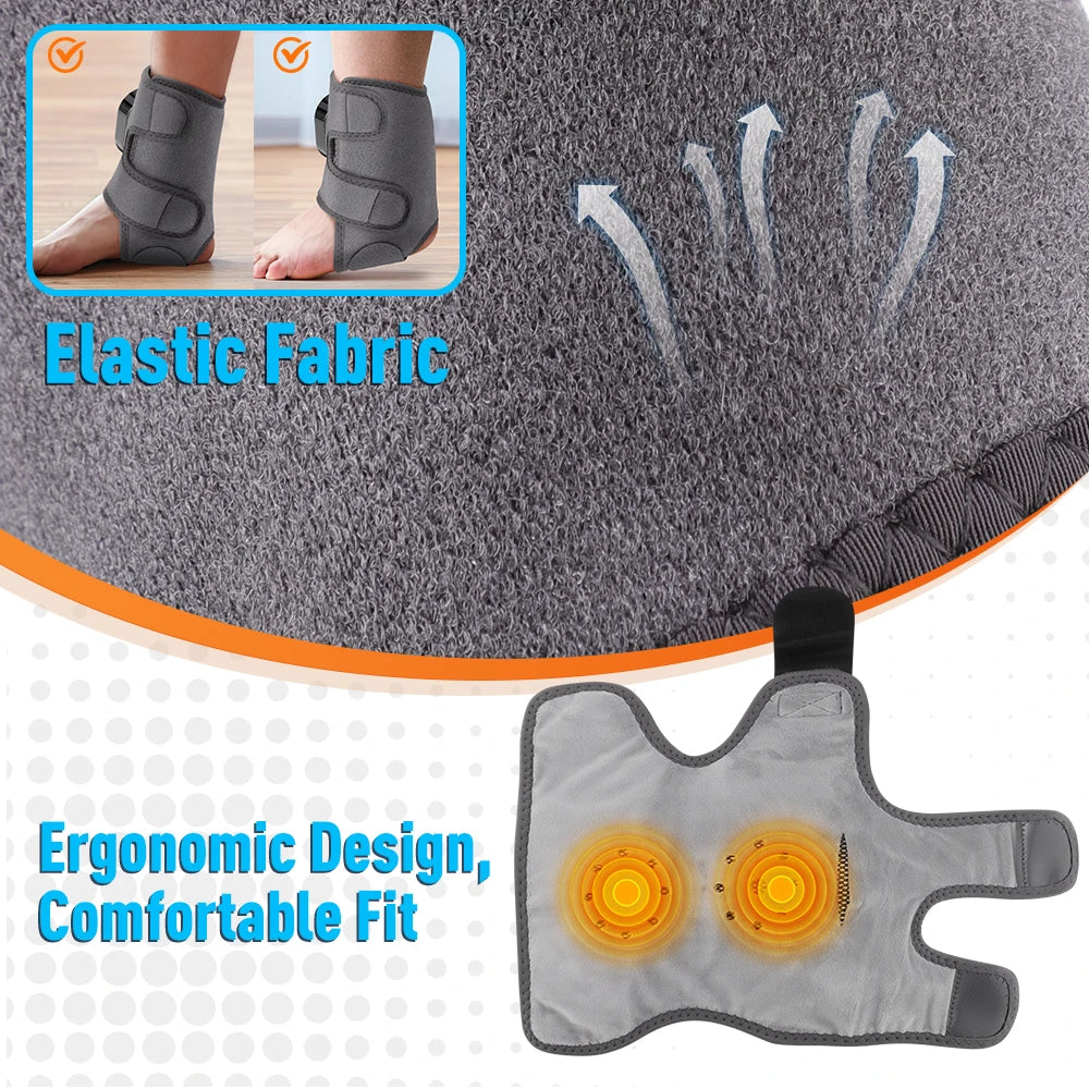 HYPEFINDER 3-in-1 electric massager wrap with grey elastic fabric, adjustable straps, and dual vibration motors.