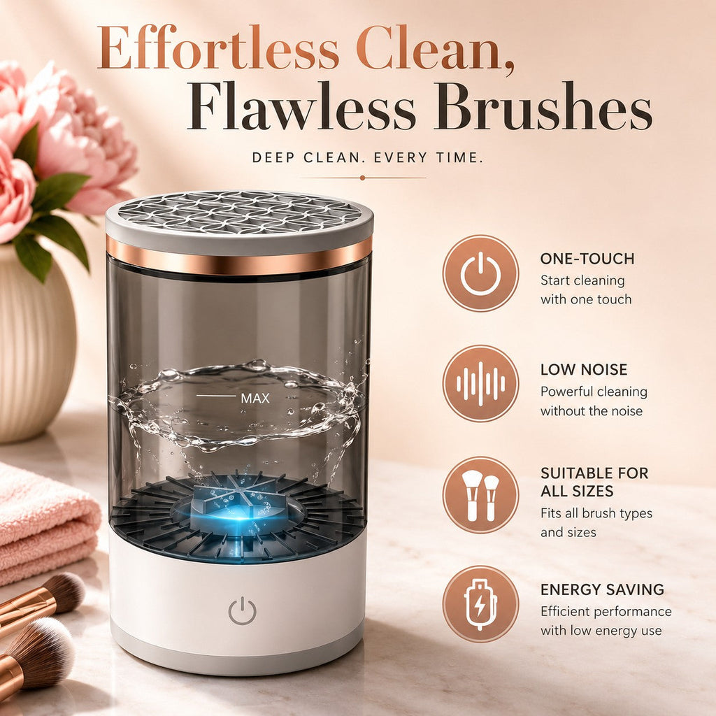 HYPEFINDER Deep Clean Makeup Brush Cleaner with a 7000 RPM motor, silicone top, and one-touch operation.
